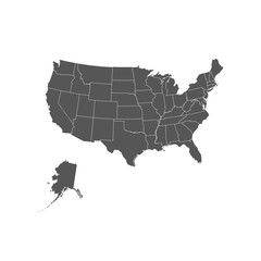 USA map with federal states on white background