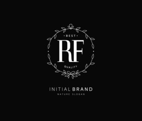R F RF Beauty vector initial logo, handwriting logo of initial signature, wedding, fashion, jewerly, boutique, floral and botanical with creative template for any company or business.