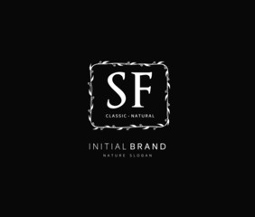 Fototapeta na wymiar S F SF Beauty vector initial logo, handwriting logo of initial signature, wedding, fashion, jewerly, boutique, floral and botanical with creative template for any company or business.