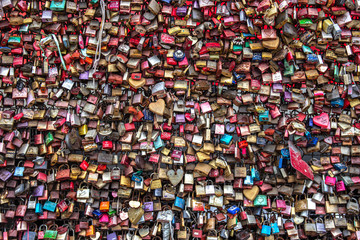 Love Locks on the Hohenzollern Bridge at cologne in germany