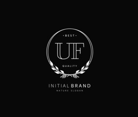 U F UF Beauty vector initial logo, handwriting logo of initial signature, wedding, fashion, jewerly, boutique, floral and botanical with creative template for any company or business.