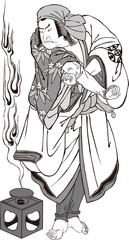 浮世絵　歌舞伎役者　その60　白黒