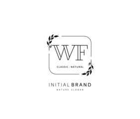 W F WF Beauty vector initial logo, handwriting logo of initial signature, wedding, fashion, jewerly, boutique, floral and botanical with creative template for any company or business.