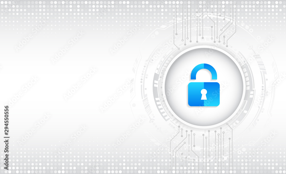 Leinwandbilder Data protection privacy concept. Padlock icon and internet technology networking connection. Cyber security internet and networking concept. Abstract circuit board.