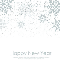 Fototapeta premium Happy New Year or Christmas card with falling snowflakes on white background. Vector