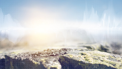 Natural abstract background with stones and blue sky
