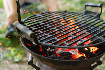  Closeup of fire coming from a BBQ grill