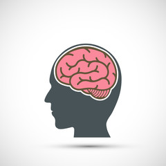 Icon human head with a brain. Vector illustration