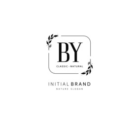 B Y BY Beauty vector initial logo, handwriting logo of initial signature, wedding, fashion, jewerly, boutique, floral and botanical with creative template for any company or business.