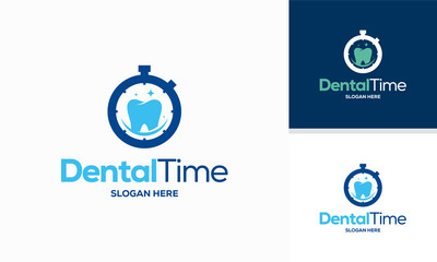 Dental Time Check logo designs concept vector, Dentist logo template symbol icon