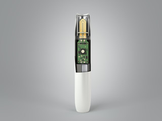 heat not burn tobacco product technology electronic cigarette 3d render on grey gradient
