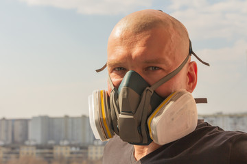 male in gas mask