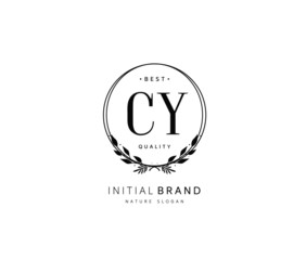 C Y CY Beauty vector initial logo, handwriting logo of initial signature, wedding, fashion, jewerly, boutique, floral and botanical with creative template for any company or business.