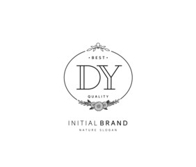 D Y DY Beauty vector initial logo, handwriting logo of initial signature, wedding, fashion, jewerly, boutique, floral and botanical with creative template for any company or business.