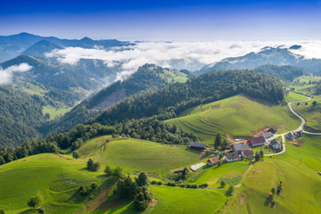 Fototapeta na wymiar Slovenija from above – Municipality of Horjul – near Ljubljana
