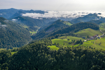 Fototapeta premium Slovenija from above – Municipality of Horjul – near Ljubljana