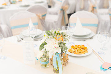 wedding table set with flower decoration