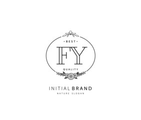 F Y FY Beauty vector initial logo, handwriting logo of initial signature, wedding, fashion, jewerly, boutique, floral and botanical with creative template for any company or business.