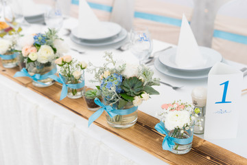 wedding table set with flower decoration