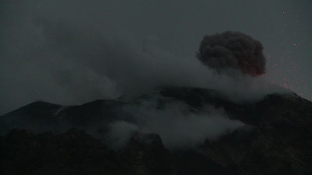 Stromboli Volcano Erupts Lava And Ash At Dusk