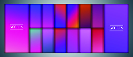 Simple modern color cover design. Set of abstract gradients textures. Background for banner, flyer, business card, poster, wallpaper, brochure, smartphone screen, mobile app.