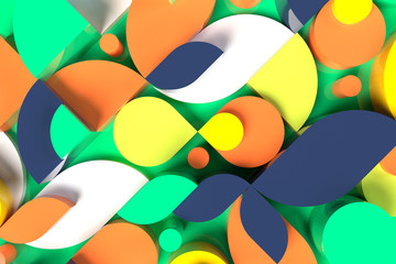 Green Abstract geometric background 3D illustration. Modern colorful pattern.