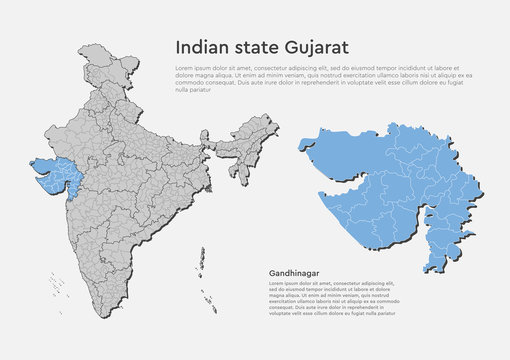 India country map Gujarat state template concept