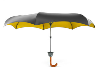 Opened two tone umbrella 3d render on white gradient