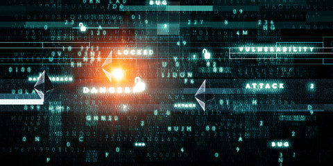 Concept of crypto currency. Mixed media