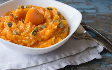 Vegetarian food, porridge with pumpkin