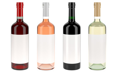 Wine bottles with blank labels