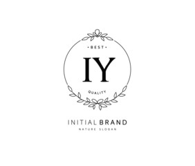 I Y IY Beauty vector initial logo, handwriting logo of initial signature, wedding, fashion, jewerly, boutique, floral and botanical with creative template for any company or business.