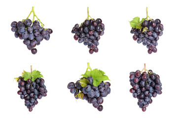 Set of fresh juicy grapes on white background