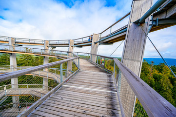 Treetop walk in Black Forest with 40m high Lookout tower with observation deck with beautiful view located at Sommerberg, Bad Wildbad - Travel destination in Germany