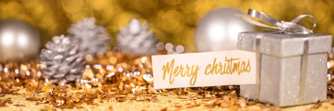 golden and silver christmas decoration - Powered by Adobe