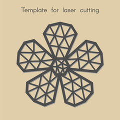 Template flower for laser cutting. Abstract geometric flower for cut. Stencil for decorative panel of wood, metal, paper. Vector illustration.