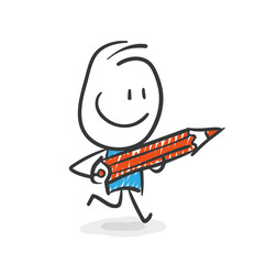 Stickman Blue: Rotstift, Student, Pencil. (Nr. 126)	