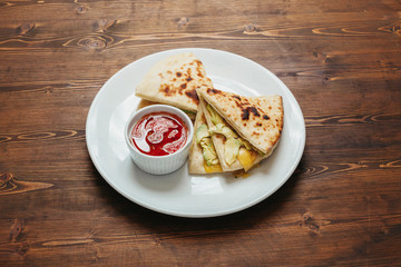 Italian panini on wooden table