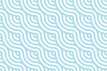 Nahtlose Fliesen des blauen Ozeanwellen-Hintergrundmusters. Verwenden Sie für die Gestaltung. © Bird's