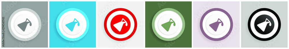 Poster laboratory icon set, colorful flat design vector illustrations in 6 options for web design and mobil