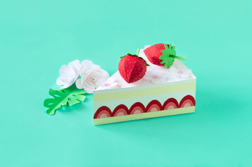Piece of paper strawberry cake