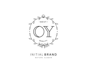 O Y OY Beauty vector initial logo, handwriting logo of initial signature, wedding, fashion, jewerly, boutique, floral and botanical with creative template for any company or business.