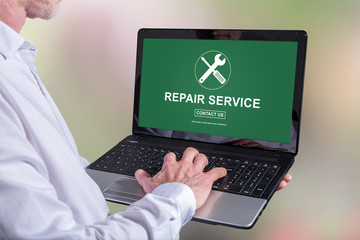 Repair service concept on a laptop