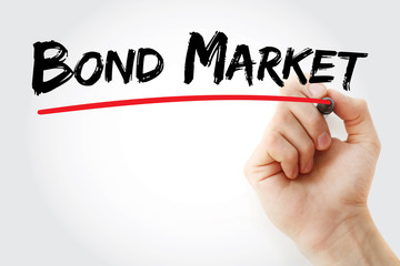Bond Market text with marker, concept background