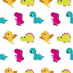 Cute children pattern with dinosaurs 