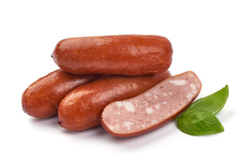 Oktoberfest Smoked pork Sausages, isolated on white background