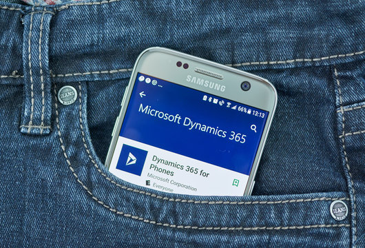 Microsoft Dynamics 365 Mobile Application On Screen Of Samsung