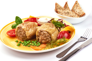 Stuffed paprika with minced meat, restaurant food