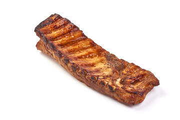 Grilled pork ribs, Delicious roasted hot ribs, isolated on white background