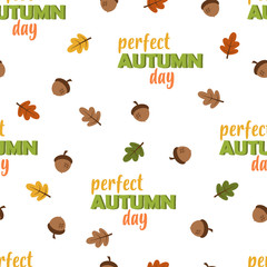 cartoon autumn pattern with acorn